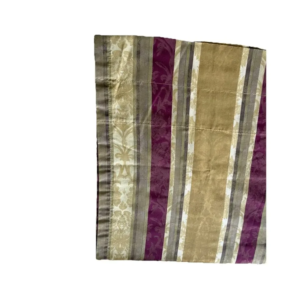 Pair Vintage Striped Valances Maroon Tan Green Jacquard Print Curtains Short 2